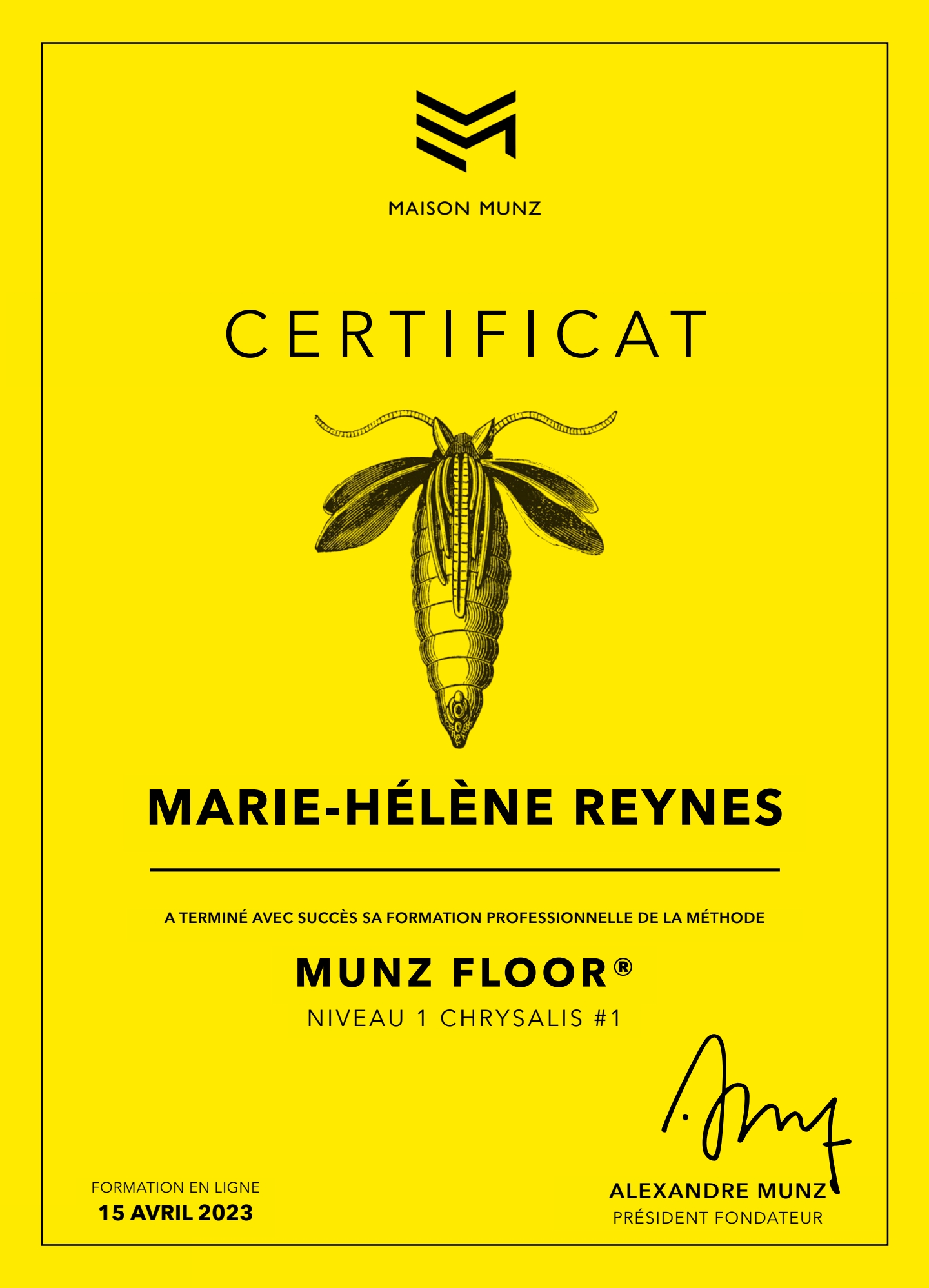 Pilates sur son 31 : certificat_Munz_Floor